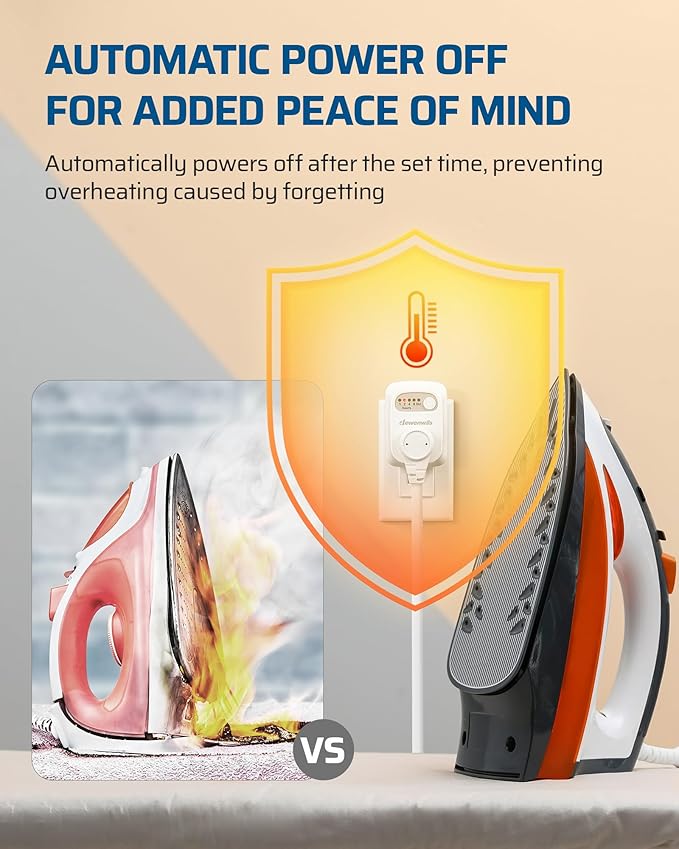 DEWENWILS Indoor Countdown Timer Outlet 2Pack, Timers for Electrical Outlets, 125V/15A/1000W Auto Shut Off Safety Outlet, One 3-Prong Grounded Outlet, Light Timers, 1/3 HP, UL Listed