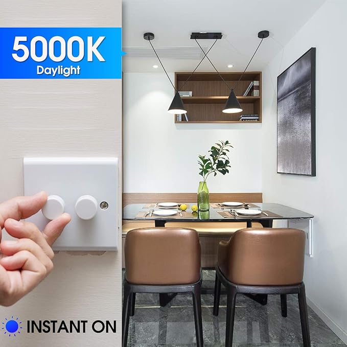 Energetic LED Bulbs 100 Watt Equivalent，Daylight 5000K A19 Dimmable Light Bulbs, 13.5W 1600lm CRI80+, 15000Hrs, ETL Listed, 6-Pack