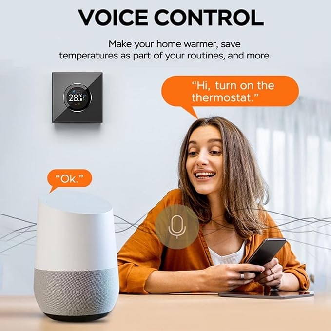 Smart Thermostat for Home, Programmable Bluetooth Temperature Regulator with 1.32in TFT Screen, Knob Control Diameter 1.81in, Control Via Cell Phone or Smart Voice