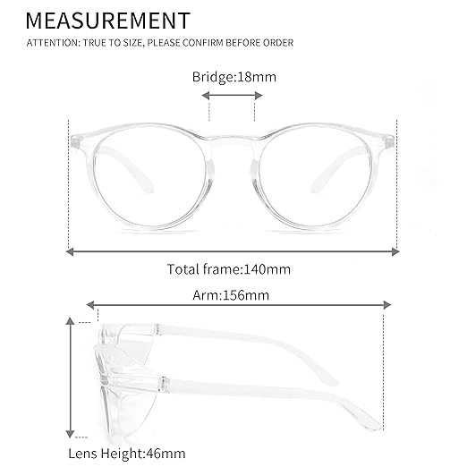 Alsenor Safety Glasses Anti Fog Goggles Protective Eyewear Blue Light Blocking Anti Dust UV Protection Glasses For Men Women (Round-Transparent)