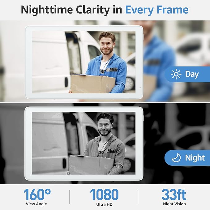 Wireless Video Door Doorbell Intercom with Camera and Monitor, 1080P HD Doorbell Camera with 8" Touch Screen Monitor, Motion Detection, Easy DIY Installation, (Wireless Video doorbell—2)