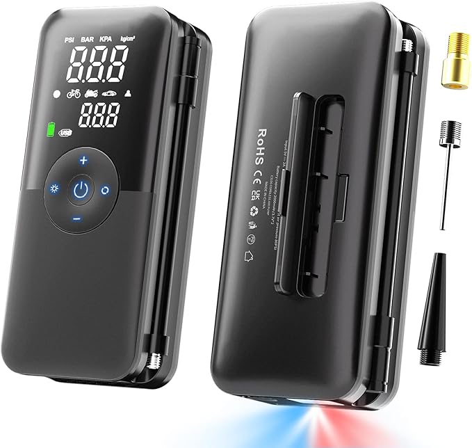 Cordless Tire Inflator,Built-in Storage Tire Inflator Air Compressor, 20000mAh 150PSI Wireless Inflatable Pump with LCD Display & Emergency Light,Battery Operated Portable Air Pump for Car Accessories
