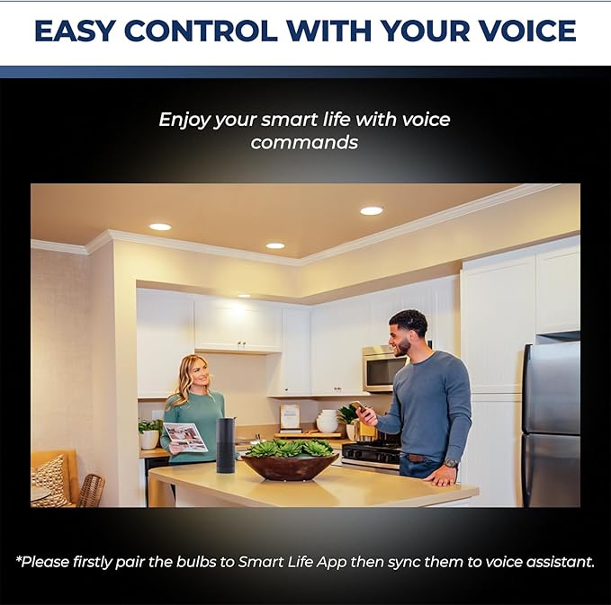 Smart Light Bulb 75W Equivalent, 1100LM 12W RGBCW BR30 E26 Bulb Works with Alexa/Google Home/Smart Life, 2.4G WiFi Bluetooth Recessed Flood LED Bulbs, No Hub Required, ETL Listed, 1PC