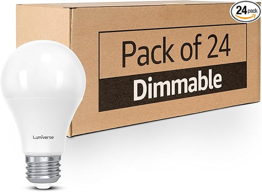 Lumiverse 24 Pack Dimmable A19 LED Light Bulbs, 2700k Soft Warm White 9.5 Watt [60w Equivalent], E26 LED Bulb Energy Efficient, UL Listed (2700K Soft White)