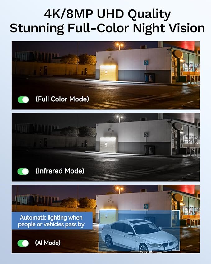 LongPlus 4K Security Camera System, 12MP H.265+ PoE Home Security Camera System, Person Vehicle Pet Detection, Spotlight Color Night Vision, 16CH NVR 4TB HDD, LP8MEF8B1