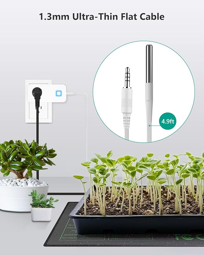 Reptile Thermostat Outlet Plug, Bluetooth Temperature Controller with 90DB Loud Alarm for Terrarium Heat Mat, Greenhouse, Homebrew Fermenter, Incubator, 100-240V 10A 1100W Support