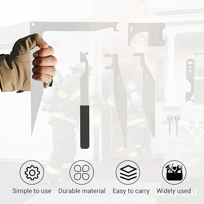 8PCS Upgraded Firefighter Tools Multipurpose Kit,Multi-function Leverage Tool,Multitools Pry Tool Set,First Aid EMS Firefighter Tools,Spring Steel,Rugged&Durable,Portable