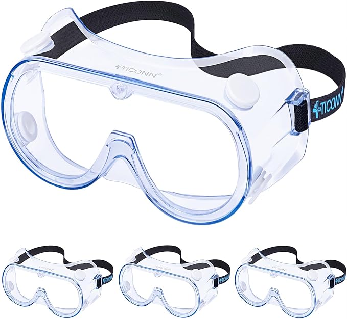 TICONN Anti-Fog Safety Goggles, HD Clear Eye Protection, ANSI Z87.1 Lab Goggles for Chemistry, Industrial