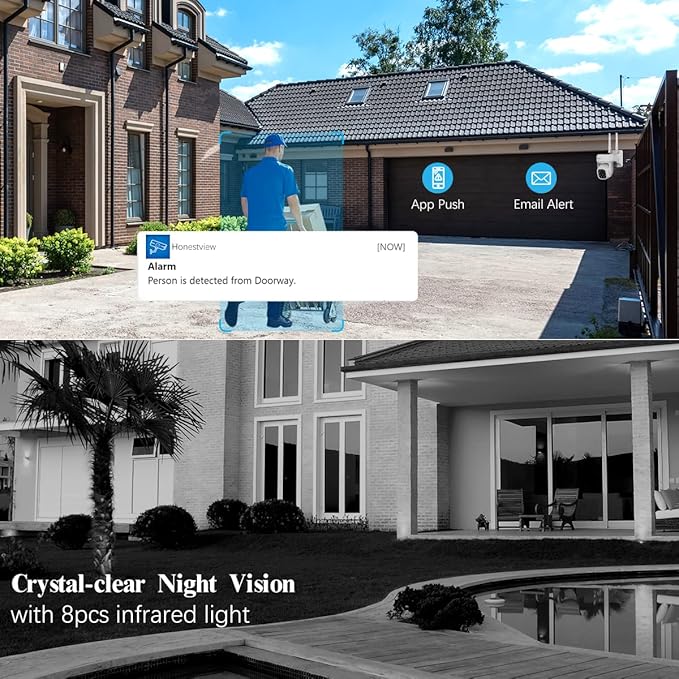 Auto-Tracking & 2-Way Audio PTZ WiFi Outdoor Security Camera System Pan 5MP Wireless Cameras System 10 Channel NVR Video Surveillance DVR Set