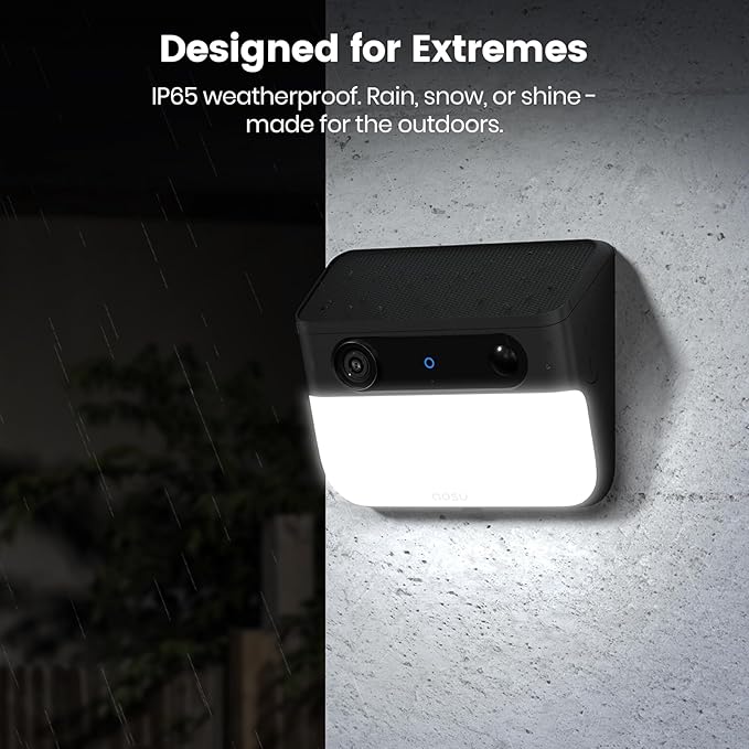 AOSU Solar Wall Light Cameras, 3K Security Cameras Wireless Outdoor, Battery Powerd Enhanced AI Detection for Fences & Parking, Easy Setup, Color Night Vision [2.4G+Bluetooth]