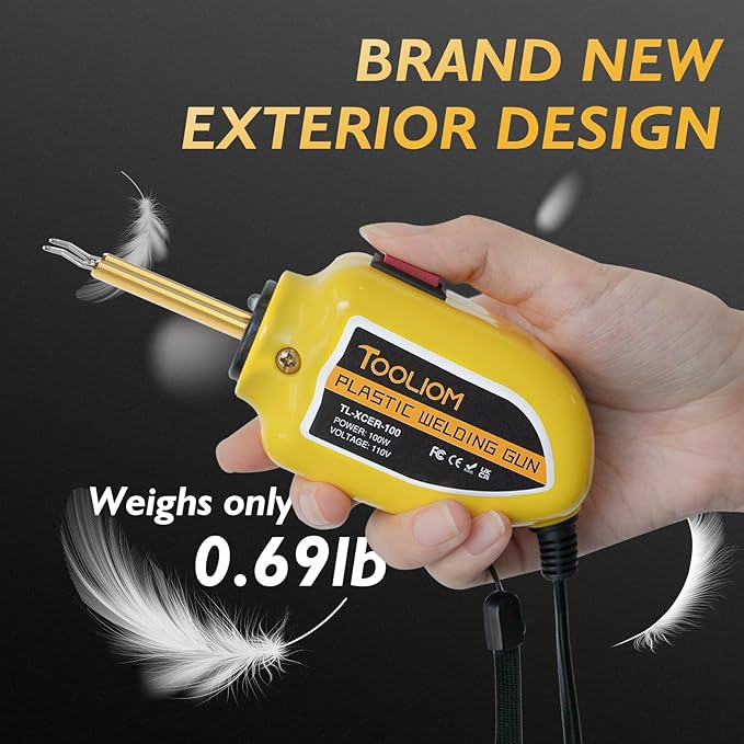 TOOLIOM 100W Portable Plastic Welder Hot Stapler Plastic Repair Kit,110V Plastic Weld Kit with 200 PCS Welder Staples,4 Types Staples Plastic Welding Gun for Car Bumper Crack Kayak Repair