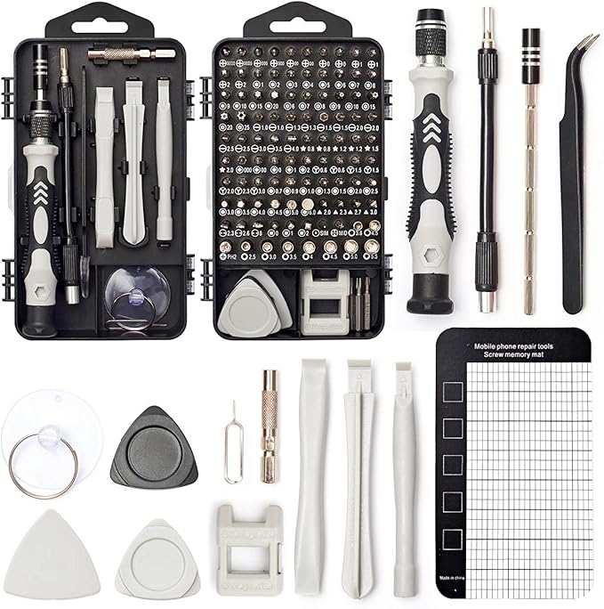 Precision Screwdriver Set, SHARDEN 122 in 1 Electronics Magnetic Repair Tool Kit with Case for Repair Computer, iPhone, PC, Cellphone, Laptop, Nintendo, PS4, Game Console, Watch, Glasses etc (Grey)