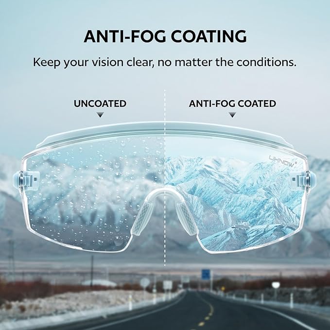 UKNOW Safety Glasses Over Eyeglasses, Anti Fog Safety Goggles ANSI Z87.1, Adjustable Protective Eyewear