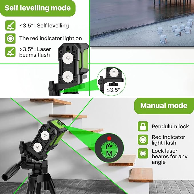 Self-Leveling Laser Level with Tripod,DEGLASERS 100ft Green Cross Line laser lever,Lazer Leveler Tool for Picture Hanging Construction Floor Tile Wall Home Renovation, Indoor Project, Battery Included