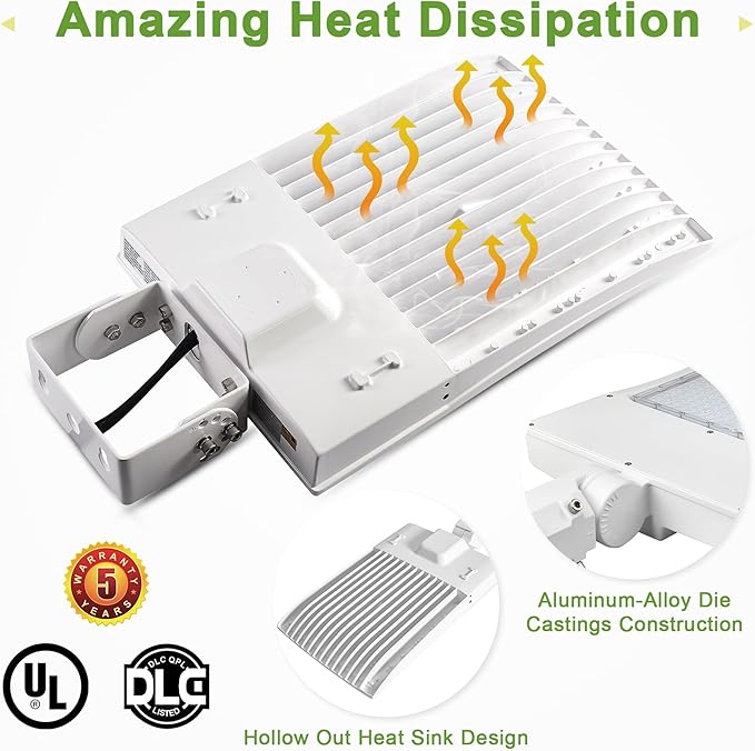 300W LED Parking Lot Light 480V, 42000LM Shoebox Light with Built-in Surge Protector, 1-10V Dimmable, 1000W MH/HPS Equivalent for Street, Pole, Outdoor Sport Court