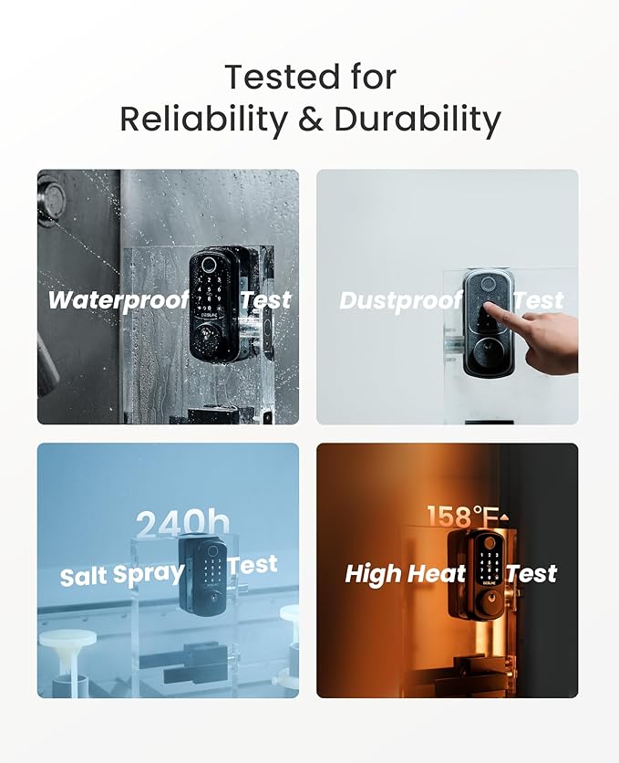 DESLOC B200 Keyless Entry Door Lock with 2 Lever Handles, App Control, Fingerprint Smart Locks for Front Door, Keypad Deadbolt Smart Lock, Deadbolt Lock, Emergency Power Port, 12 Months Battery Black