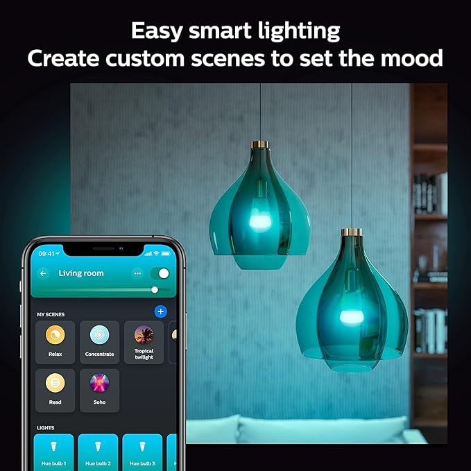 Philips Hue Smart 75W A19 LED Bulb - White and Color Ambiance Color - Changing Light - 6 Pack - 1100LM - E26 - Indoor - Control with Hue App - Works with Alexa, Google Assistant and Apple Homekit