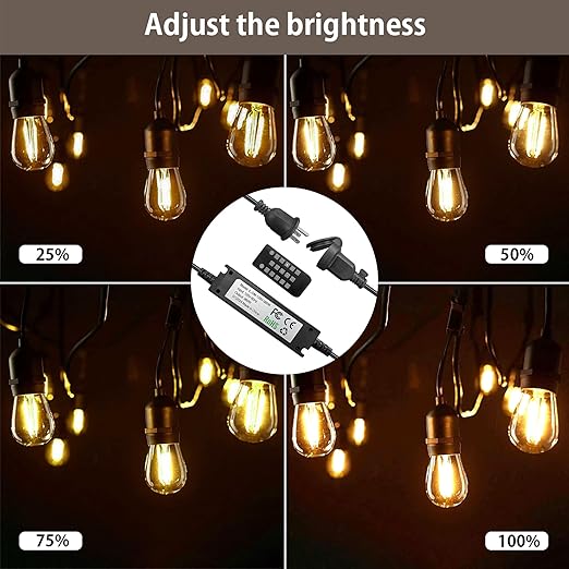 Banord Outdoor Plug-in Dimmer Switch with Wireless Remote Control, 360W Max for LED String Lights, 4-Level Brightness Modes & Waterproof Design