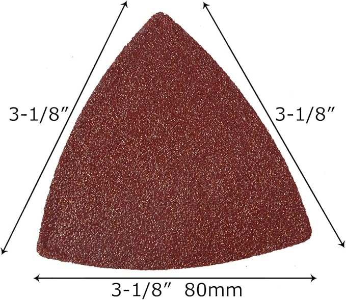 XXGO 105 Pcs Triangular 3-1/8 Inch 80mm 60 80 100 120 240 Grits Multitool Sanding Pads Kits Include 100 Pcs Triangle Sandpaper and 5 Pcs Triangle Sanding Pads XG105T