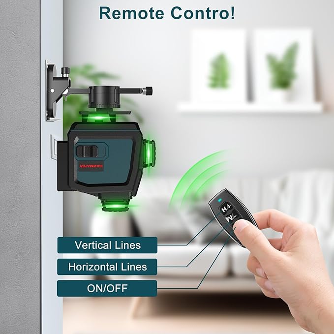 Laser Level 360 Self Leveling,HANMATEK 4x360°4D Green 16 Lines Laser Leveler Beam Cross Line Laser Measuring Tool for Picture Hanging Construction Floor Tile Wall Home Renovation,Indoor Project