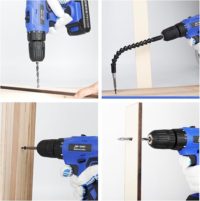 Portable Power Drill Set with 37PCS Drill Bit,21V Cordless Drill Driver Kit with Battery and Charger,Jar-owl Home Tool Kit with Electric Drill for Men Women Garden Office Repair Maintain-Blue