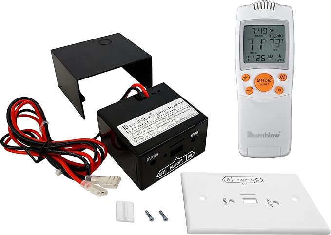 Durablow TS1003 On/Off Gas Fireplace Remote Control Kit + Thermostat + Timer with LCD Screen for Modulating Variable Flame Servo Motor Gas Valves, Replaces Wall Switch | Thermostat Control Module