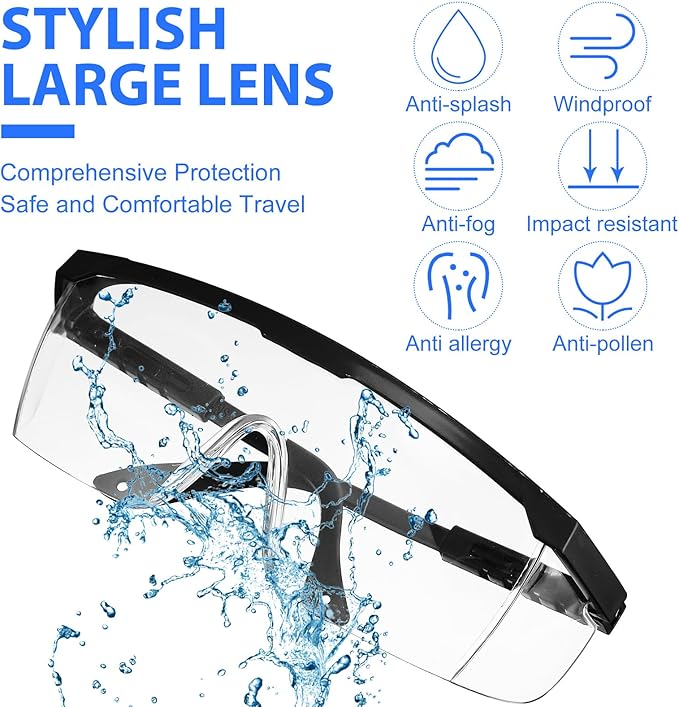 64 Pairs Safety Goggles Bulk Lab Goggles for Science Class over Glasses Eye Protection Glasses for Men Women Kids(Black)