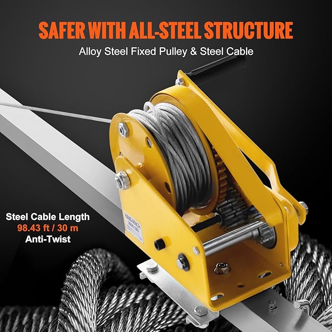 VEVOR Confined Space Tripod Kit, 2600 lbs Winch, Confined Space Tripod 8' Legs and 98' Cable, Confined Space Rescue Tripod 32.8' Fall Protection, Harness, Storage Bag for Traditional Confined Spaces