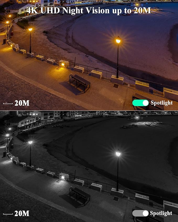 Ctronics [10X Hybrid Zoom] Dual-Lens 4K 8MP Security Camera Outdoor, Auto Tracking & Zoom, 2.4/5GHz WiFi, AI Human/Vehicle/Animal Detection, 256GB TF/Cloud/FTP/NAS Storage, Color Night Vision