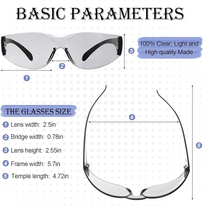 Yunsailing 100 Pack Bulk Safety Glasses Eye Protection Goggles for Women Men DIY Construction Lab