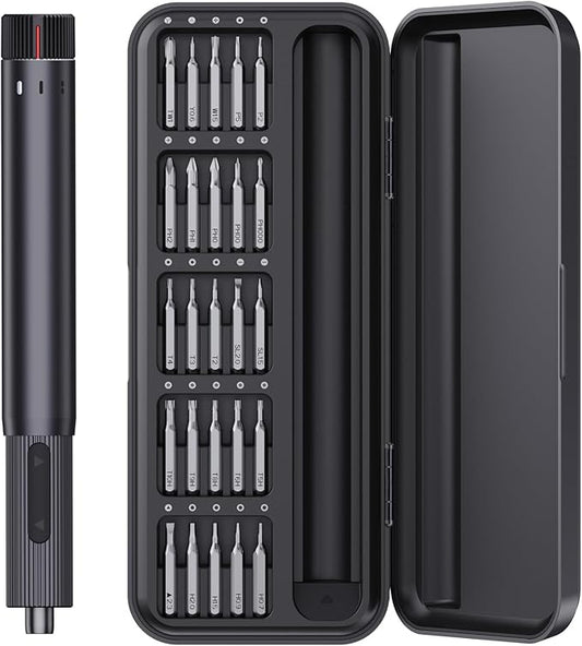 Mini Electric Screwdriver, Precision Screwdriver Set with 24 Magnetic Bits Rechargeable Magnetic Small Set for PC Building Electronic Phone Camera Laptop Watch Camera Repair Kit