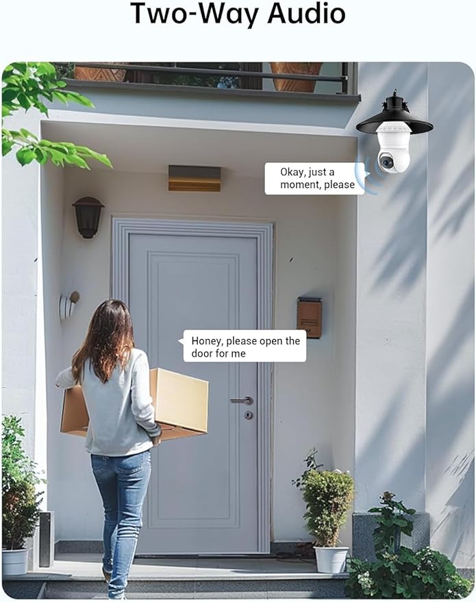 Smart Light Bulb Security Camera, 2-in-1 Bulb Cameras with LED Light,No Wiring,No Drilling WiFi Light Bulbs Camera Outdoor Cameras for Home Security,Night Vision, AI Human Detection,2-Way Audio