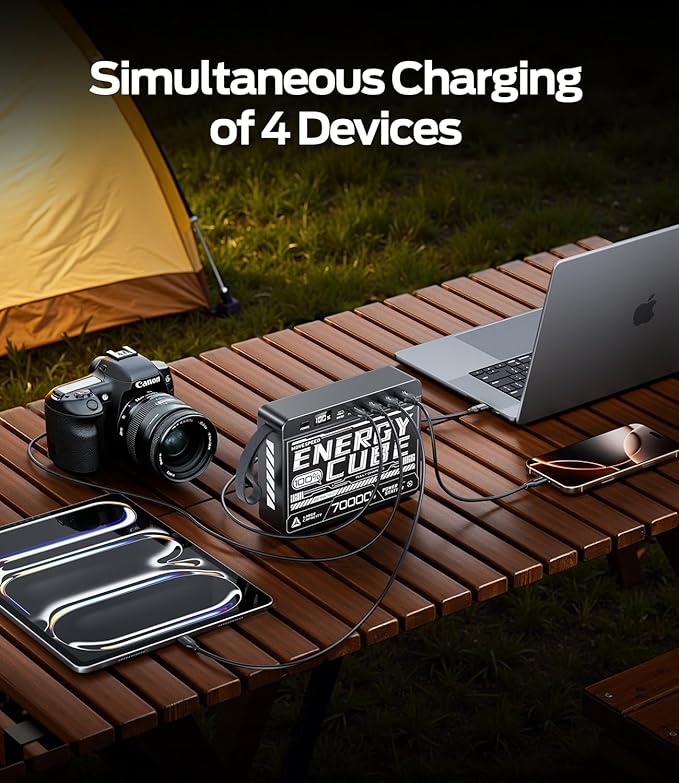 MOVE SPEED 70000mAh Power Bank for Camping, 22.5W Max PD 3.0 Fast Charging External Portable Charger, 4 Outputs 2 Inputs High Capacity USB C Battery Pack with LED Display for Phone Tablet Outdoor