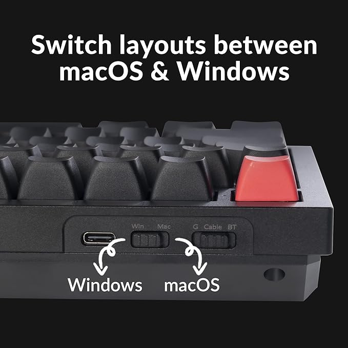 Keychron Q6 Max QMK/Launcher Wireless Bluetooth/2.4 GHz/USB-C Wired Custom Mechanical Keyboard, Full Size Programmable Knob RGB Backlit Hot-Swappable Gateron Red Switch for Mac Windows Linux - Black