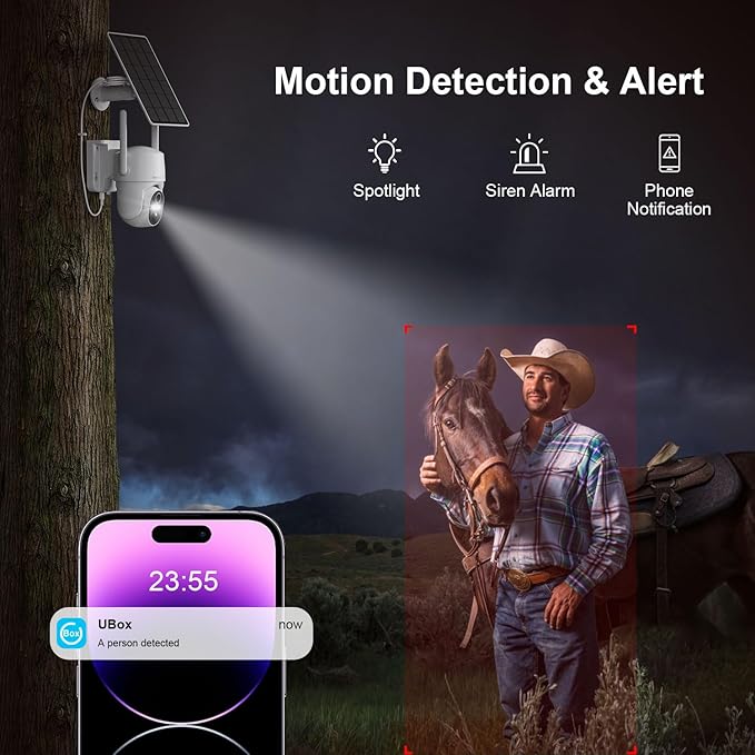 4G LTE Cellular Security Camera Outdoor, No WiFi Security Camera Outside, Wireless Security Camera Outdoor Solar Powered, 360 Ptz, Human Sensor, 2K HD, 2-Way Talk, IP66, 2 Pack