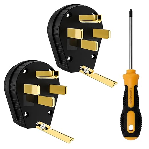 NEMA 14-30/50P Straight Blade Angle Plug 2Pack,AC Dryer Replacement Male Angle Plug,4 Pole 4 Wire Grounding Heavy Duty Universal Power Male connector for Dryers 30/50Amp,125/250Volt-with 1 Screwdriver