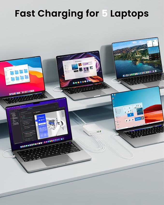 500W USB C Charger Block, 8-Port USB C Charging Station Fast Charging PD 120W PC Laptop Charger Adapter Compatible with MacBook Pro/Air/All iPad,DELL, iPhone 16/15/14/13/Pro Max/Galaxy