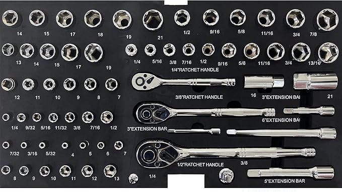 439-Piece Mechanics Tool Set, Household Tool kit with 3-Drawer Heavy Duty Metal Box, Portable Tool Box for Home/Auto Repair - Gift for Men - Black