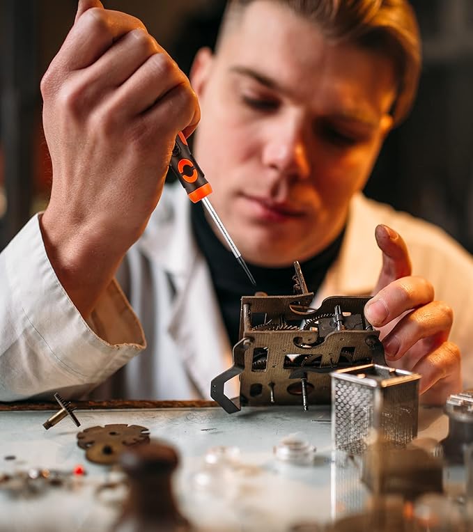 Precision Screwdriver Set 9-Piece Durable Chrome Vanadium Steel Shaft, Magnetic Tip, Ergonomic Grip, and Swivel End Cap (9-Piece)