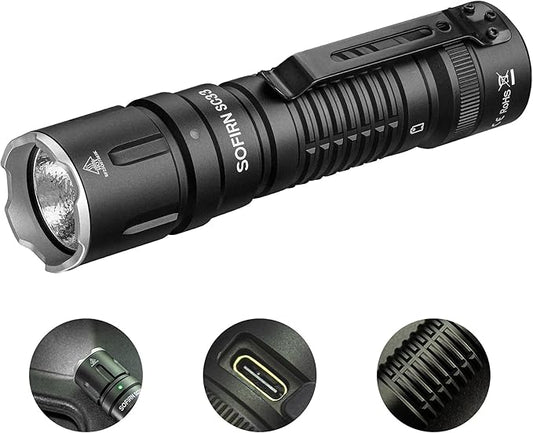 Tactical Flashlight Rechargeable Flashlights High Lumens - Sofirn SC33 Super Bright Flashlight 5200 Lumens, Powerful Flashlight High Powered, Waterproof LED Flashlights for Home Camping Outdoor Work