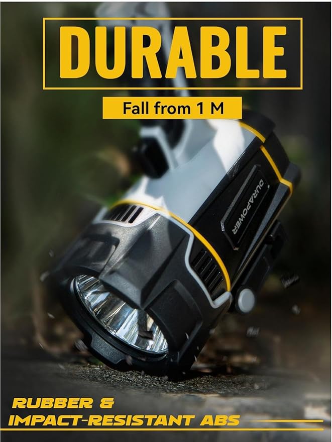 Durapower Rechargeable Spotlight, 3000 Lumens LED Handheld Spotlight, 7800mAh Long Lasting IP67 Waterproof Flashlight Portable for Marine Boat Hunting