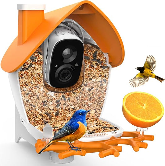 birdsnap® MON - Bird Feeder with Camera, 2K Detachable Video Bird Feeder Live with 32GB Card Fruit Fork, AI Identify Feather Species, Auto Record in Backyard, Ideal Gift for Birds Lover