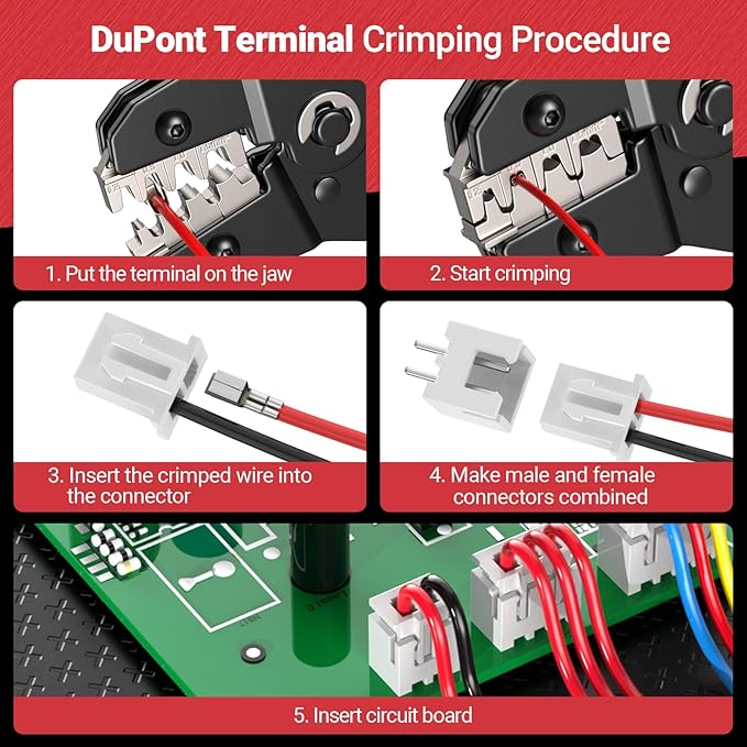Ratcheting Wire Crimping Tool for AWG 24-16 Open Barrel Terminals – Professional Crimper Tool for JST, DuPont, AMP, Deutsch & Delphi Connectors