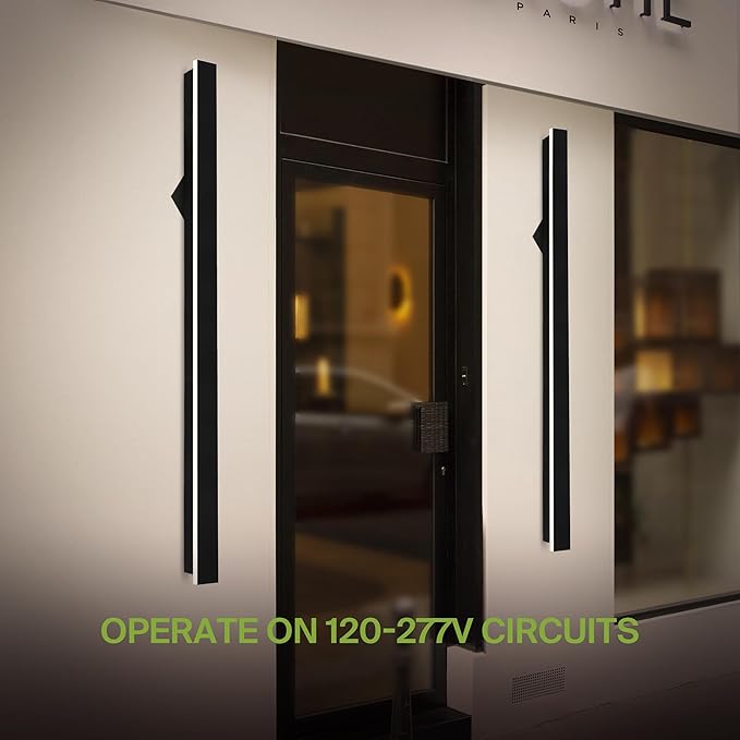 ASD LED 72" Long Wall Mount Light Fixture, Outdoor & Indoor Linear Sconce | 3CCT, Dimmable, Waterproof, Anti-Rust, ETL Listed | 40W 2400LM 3000-5000K 100-277V | Exterior Porch Lighting | Black, 2 Pack