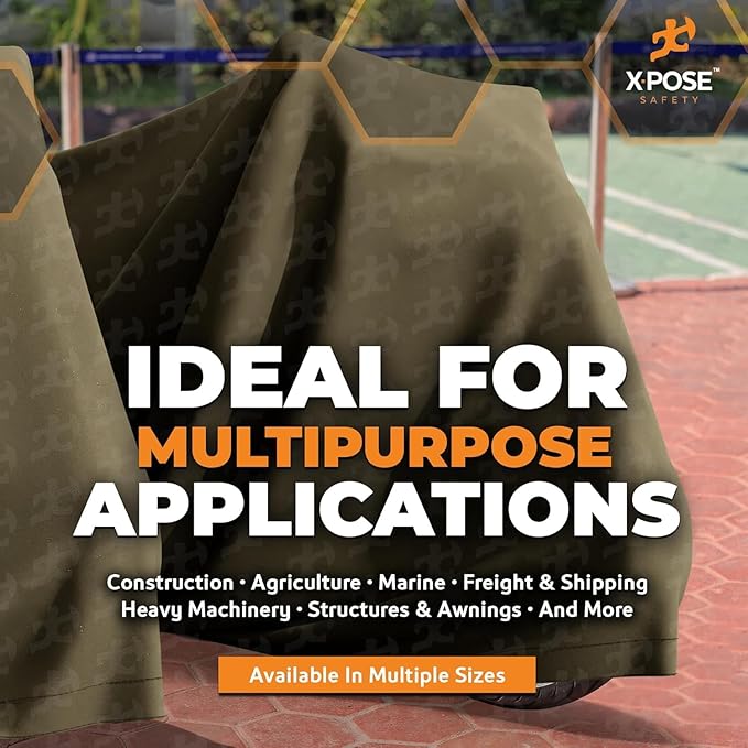 Xpose Safety Canvas Tarp - 10oz Olive Drab Canvas Tarps Heavy Duty Water Resistant with Brass Grommets- Multipurpose Outdoor Tarpaulin for Camping, Canopy, Trailer, Equipment Cover 6' x 6' (2 Pack)