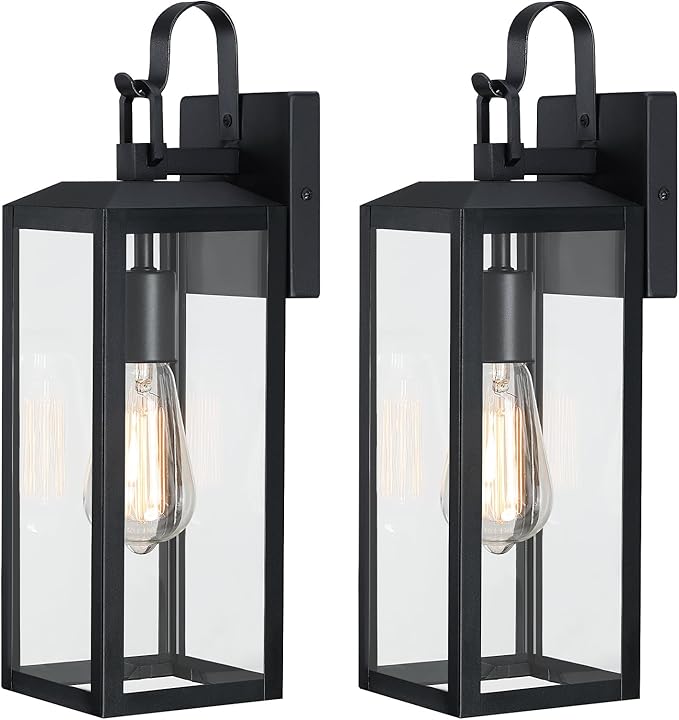 16'' Large Outdoor Wall Lights 2-Packs, Modern Black Exterior Lighting Fixtures, Waterproof Outdoor Sconces Porch Light for House Wall Mount, Farmhouse Wall Lanterns for Front Door, Patio, Garage