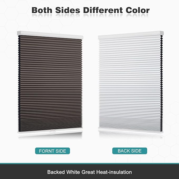 Changshade Cordless Cellular Shades, Blackout Honeycomb Shades for Windows, Pull Down Pleated Blinds, Easy to Install for Indoor Windows and French Doors,36" W x 48" H, Taupe