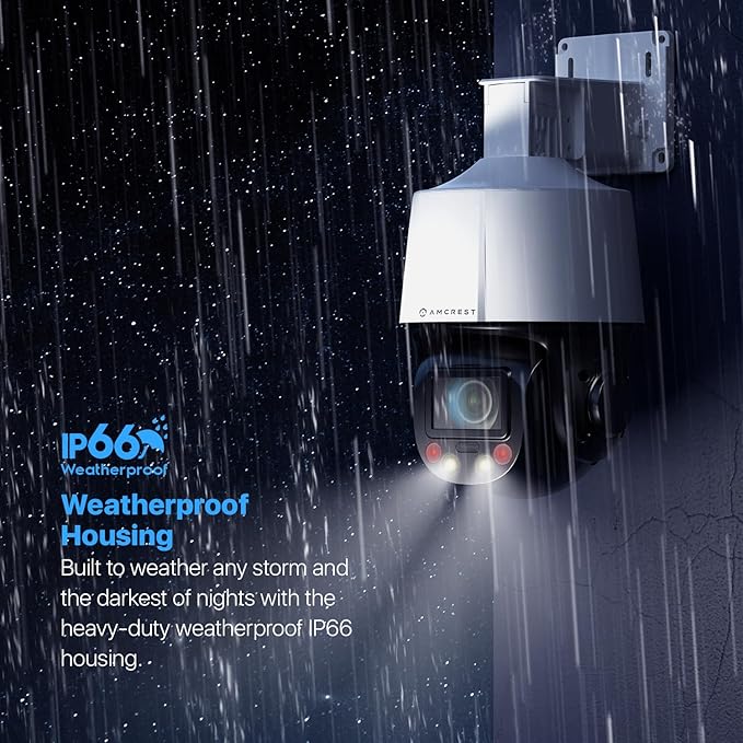 Amcrest 4MP Outdoor PTZ POE + AI IP Camera Pan Tilt Zoom (Optical 5X Motorized) Security Speed Dome, Human and Vehicle Detection, IVS, Face Detection, Auto Tracking, POE+ (802.3at) IP4M-1098EW-AI