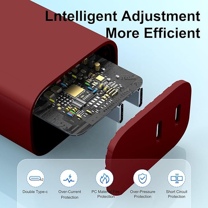 USB C Charger,Dual Port USB C Fast Charging Block，Type C Wall Charger Plug for iPhone 16/15/14/13/12/11/ Pro Max/Plus/Xs Max/XR/X,iPad Pro/Samsung Galaxy(20W)