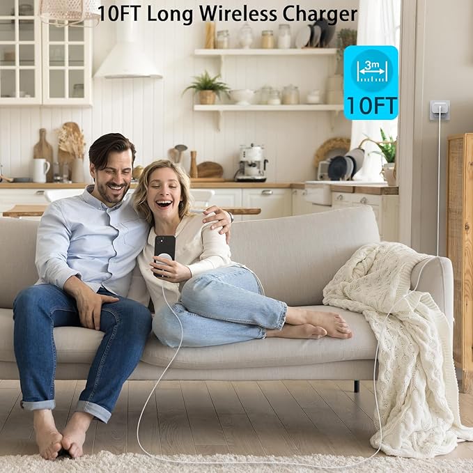 Magnetic iPhone Wireless Charger,10FT Fast Charging Apple Mag Safe Charger Wireless Charging Pad for iPhone 16 Pro Max/16 Plus/15 Pro Max/15 Plus/14/13/12/11/AirPods 4/3/Pro2 Phone Mag safe Charge Pad
